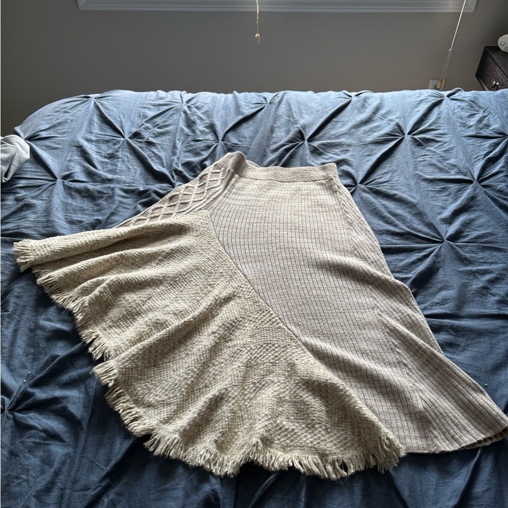 Anthropologie Beige Asymmetrical Knit Skirt